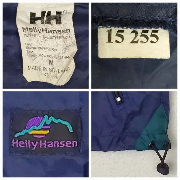 HELLY HANSEN Mens Size M Navy Blue Vintage Hooded Poncho Rain Jacket Windbreaker - Picture 9 of 9